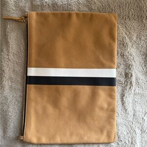 Clare V Tan and Black Clutch Stripes